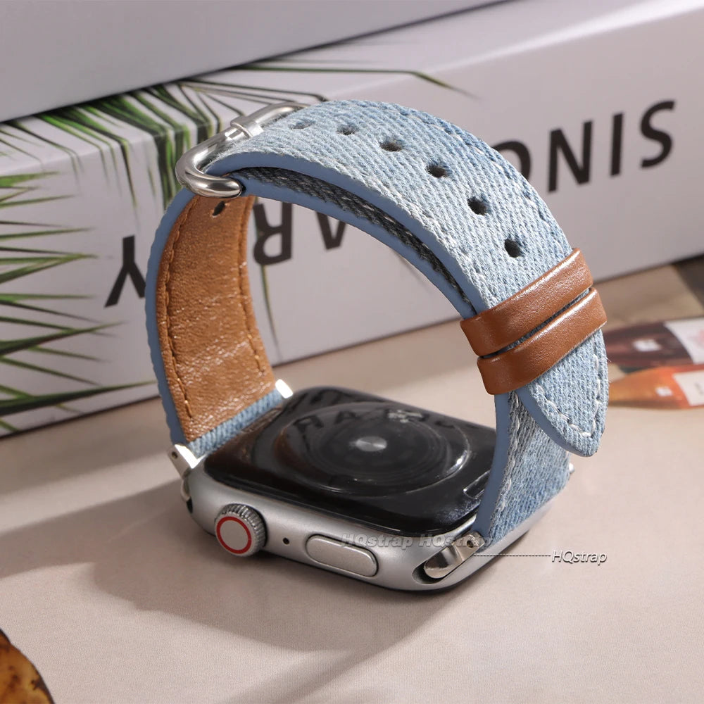 CowLost | watch-bands-product_id-hqstrap-sailcloth-denim-leather-watch-band-for-apple-watch-series-10-5-38-49mm |4