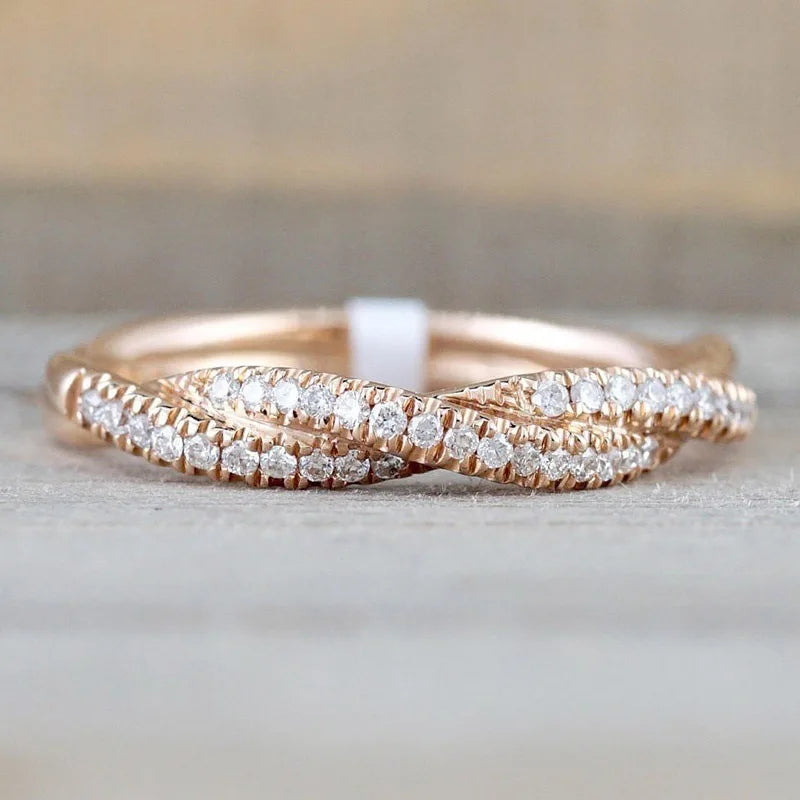 Women's Twisted Zircon Ring Silver Plated Stainless Steel Jewelry Gift