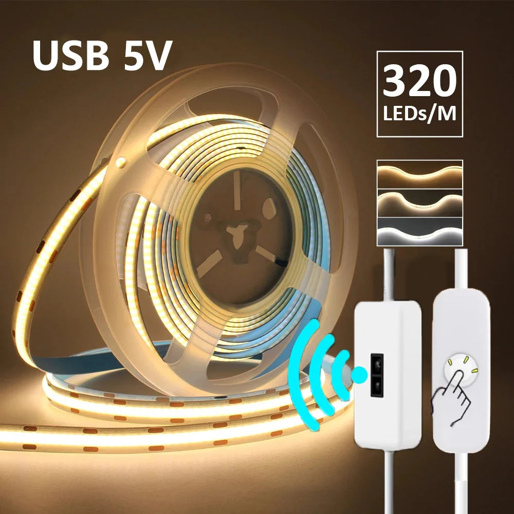 CowLost | light-ropes-strings-product_id-cob-led-strip-light-5v-usb-hand-sweep-push-switch-1-3m-dimmable-flexible-tape-lamp-for-room-lighting |7