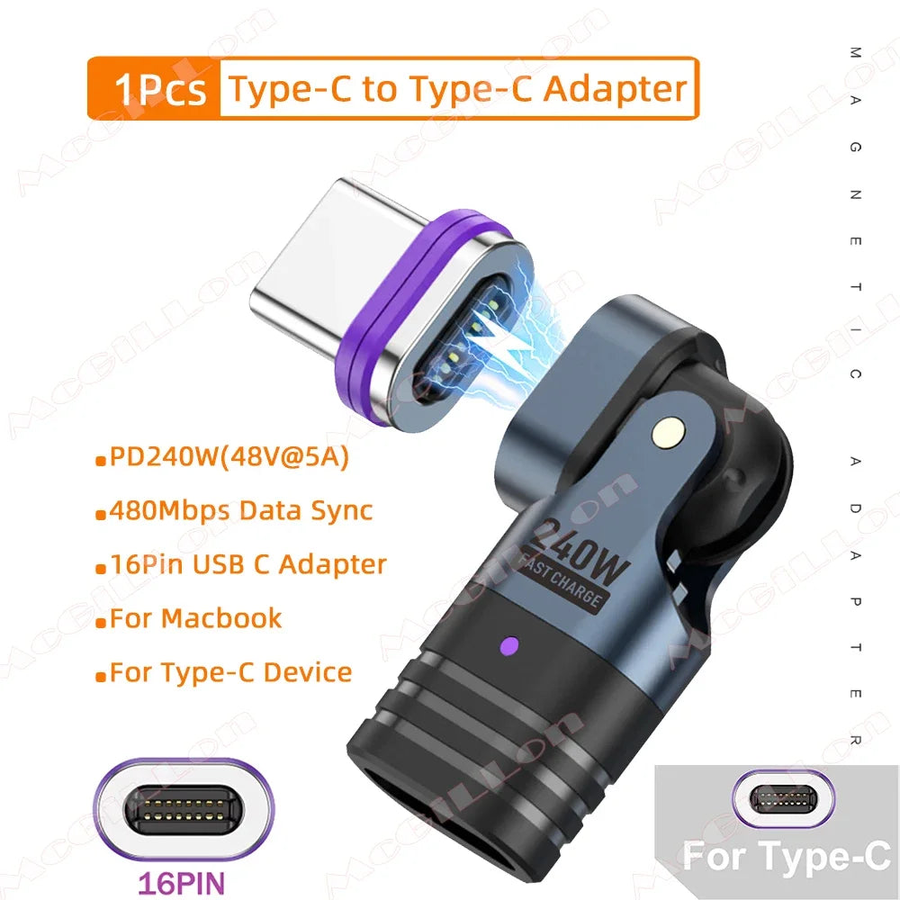 CowLost | 16pin-magnetic-otg-adapter-pd-240w-fast-charge-type-c-male-to-type-c-micro-ios-female-data-converter-for-iphone-macbook-laptop-1 |13