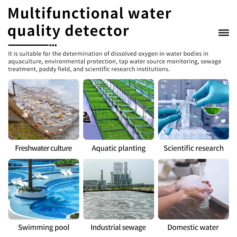 Bluetooth Digital Dissolved Oxygen Meter 0-20 mg/L DO Tester for Pool Hydroponics Aquaculture