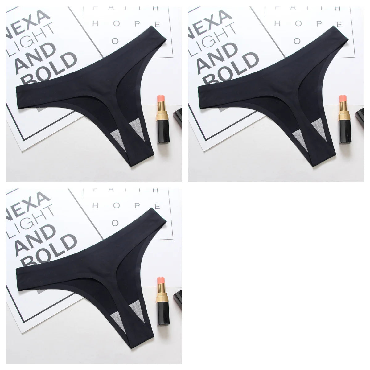 CowLost | product_id-3pcs-womens-low-rise-seamless-ice-silk-solid-color-g-string-thongs |21