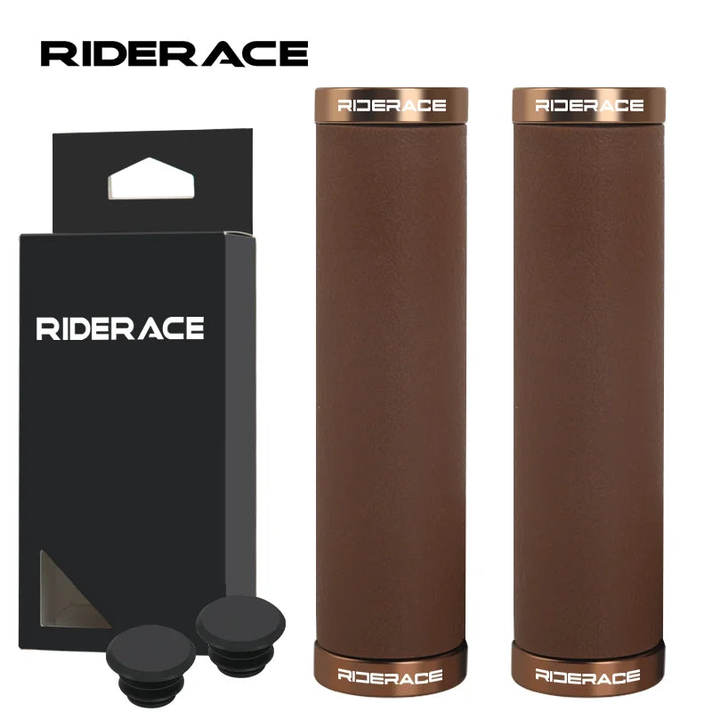 CowLost | riderace-bicycle-grips-lock-on-mountain-bike-handle-bar-cover-ergonomic-brown-shockproof-tpr-rubber-mtb-cycling-handlebar-grips |1