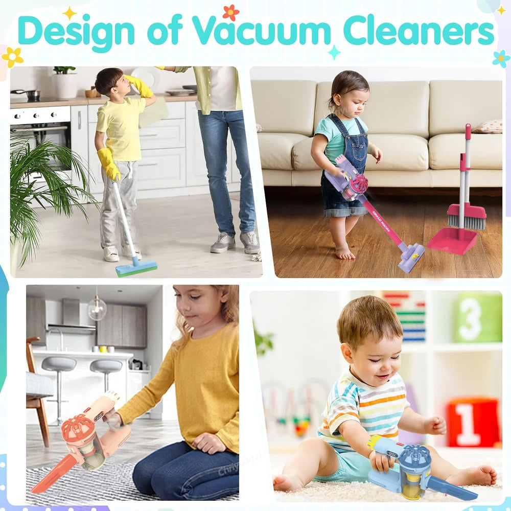 Kids Electric Vacuum Cleaner Toy Pretend Play Cleaning Set Educational Gift for Toddlers