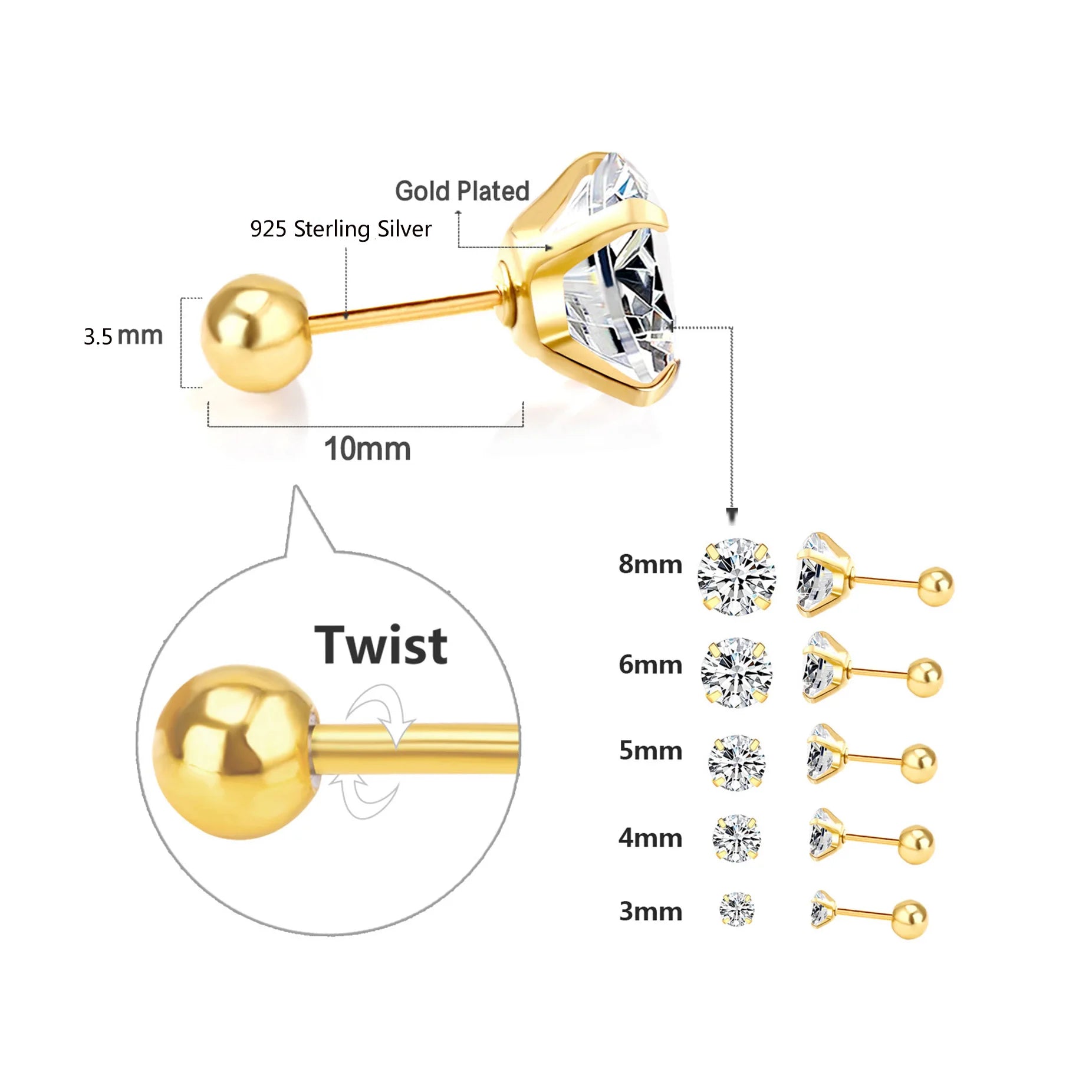 CowLost | tools-925-sterling-silver-round-zirconia-screw-stud-earrings-for-women |8