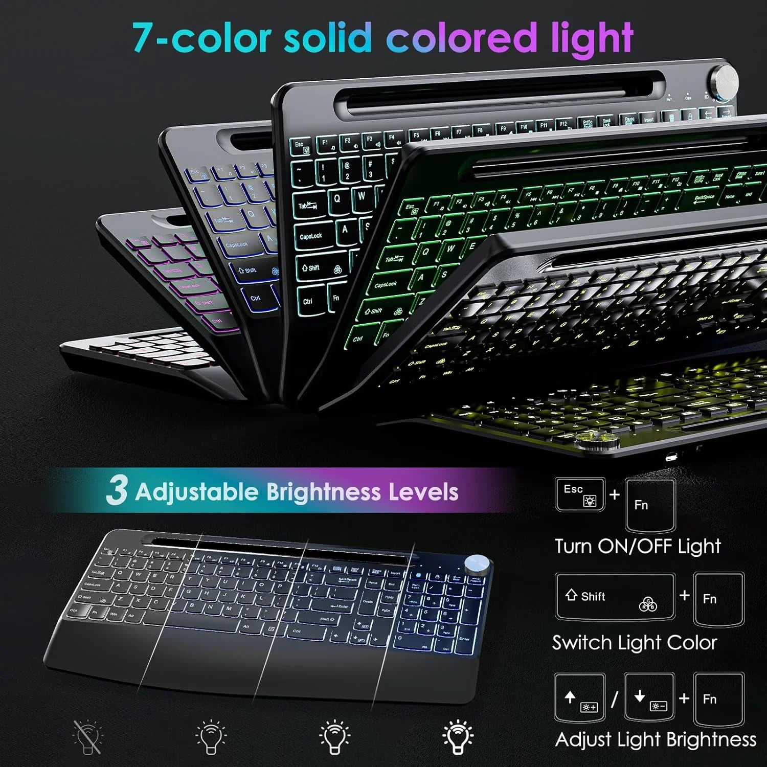 CowLost | product_id-rechargeable-7-color-backlit-full-size-keyboard-with-slot-wrist-rest-volume-knob-mouse-set |2