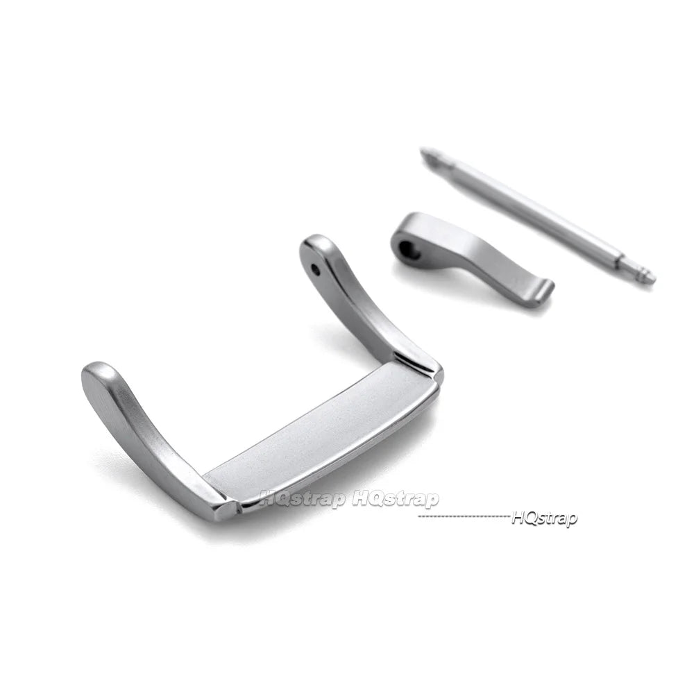 20mm Stainless Steel Watch Buckle Clasp for Leather Strap Replacement Silver Pin