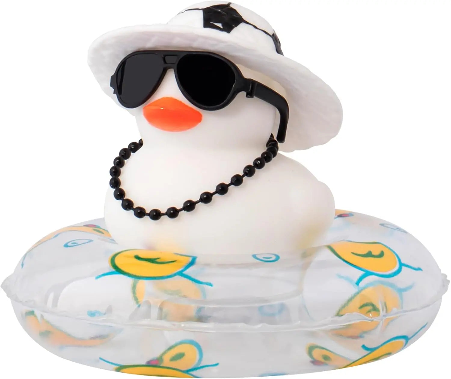 CowLost | product_id-white-rubber-duck-car-dashboard-ornament-with-cowboy-hat-and-swim-ring-necklace |15