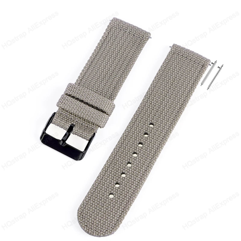 18mm 20mm 22mm Nylon Canvas Quick Release Strap for Samsung Galaxy Watch 4 5 3 Huawei