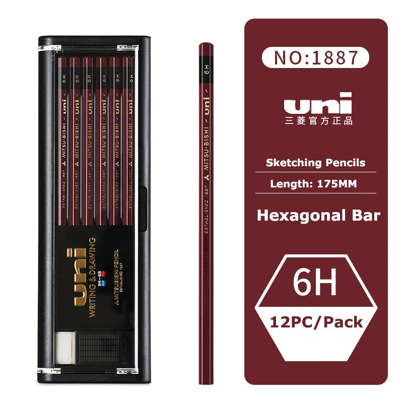 CowLost | product_id-12pcs-uni-mitsubishi-sketching-pencils-6b-9h-multi-hardness-wood-art-supplies |16