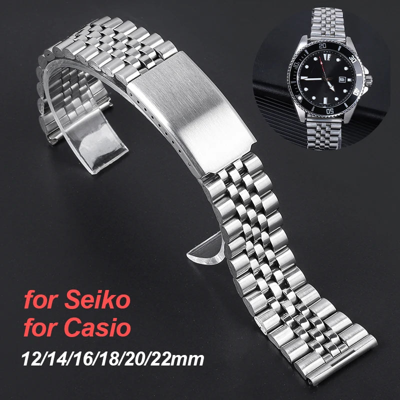 CowLost | bracelets-product_id-stainless-steel-watchband-12-22mm-for-seiko-casio-folding-clasp-unisex-wristband |1