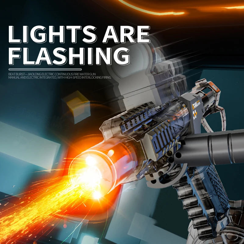 Long Range Electric Water Gun Toy with Automatic Sensor and Muzzle Flame for Kids