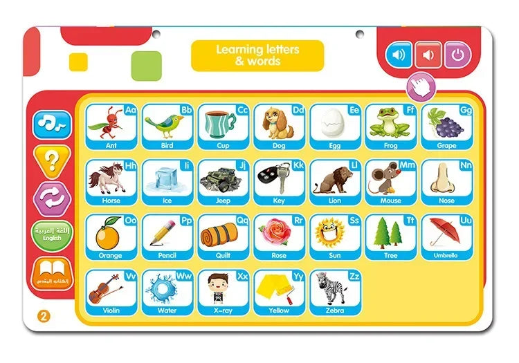Muslim Kids Arabic Electronic Learning Board with 11 Themes Alphabet Number Words Sound Toy