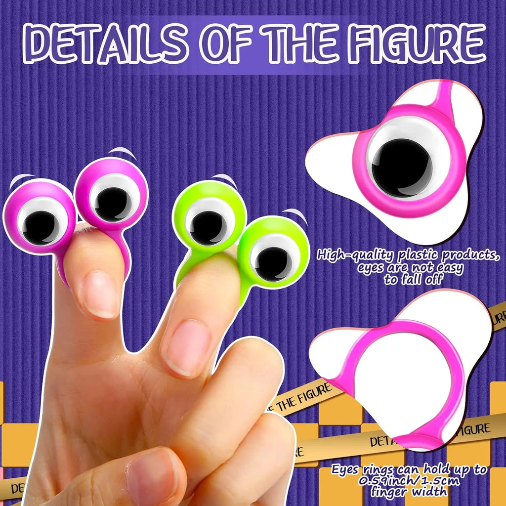 24Pcs Eye Finger Puppet Rings with Wiggle Eyes for Kids Party Favors and Halloween Gift