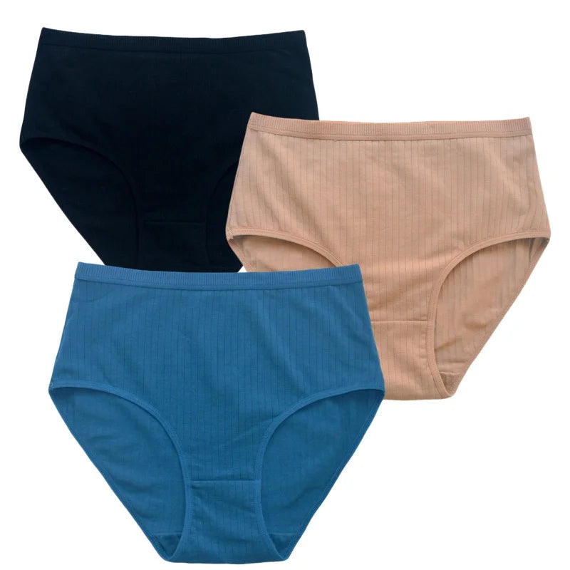 CowLost | product_id-3pcs-women-high-waist-cotton-briefs-tummy-control-breathable-underwear-m-xxl |25