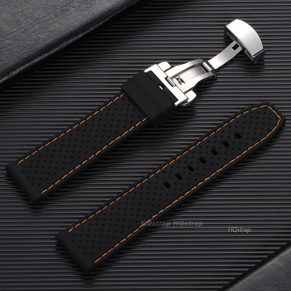 CowLost | product_id-20mm-22mm-breathable-waterproof-silicone-watch-strap-with-butterfly-buckle-for-men-and-women |12