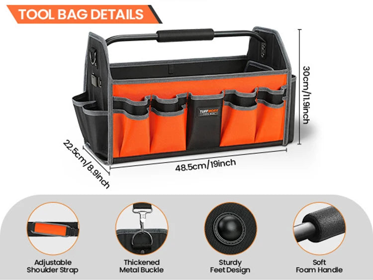 CowLost | product_id-electrician-tool-bag-with-17-pockets-steel-handle-removable-shoulder-strap |9