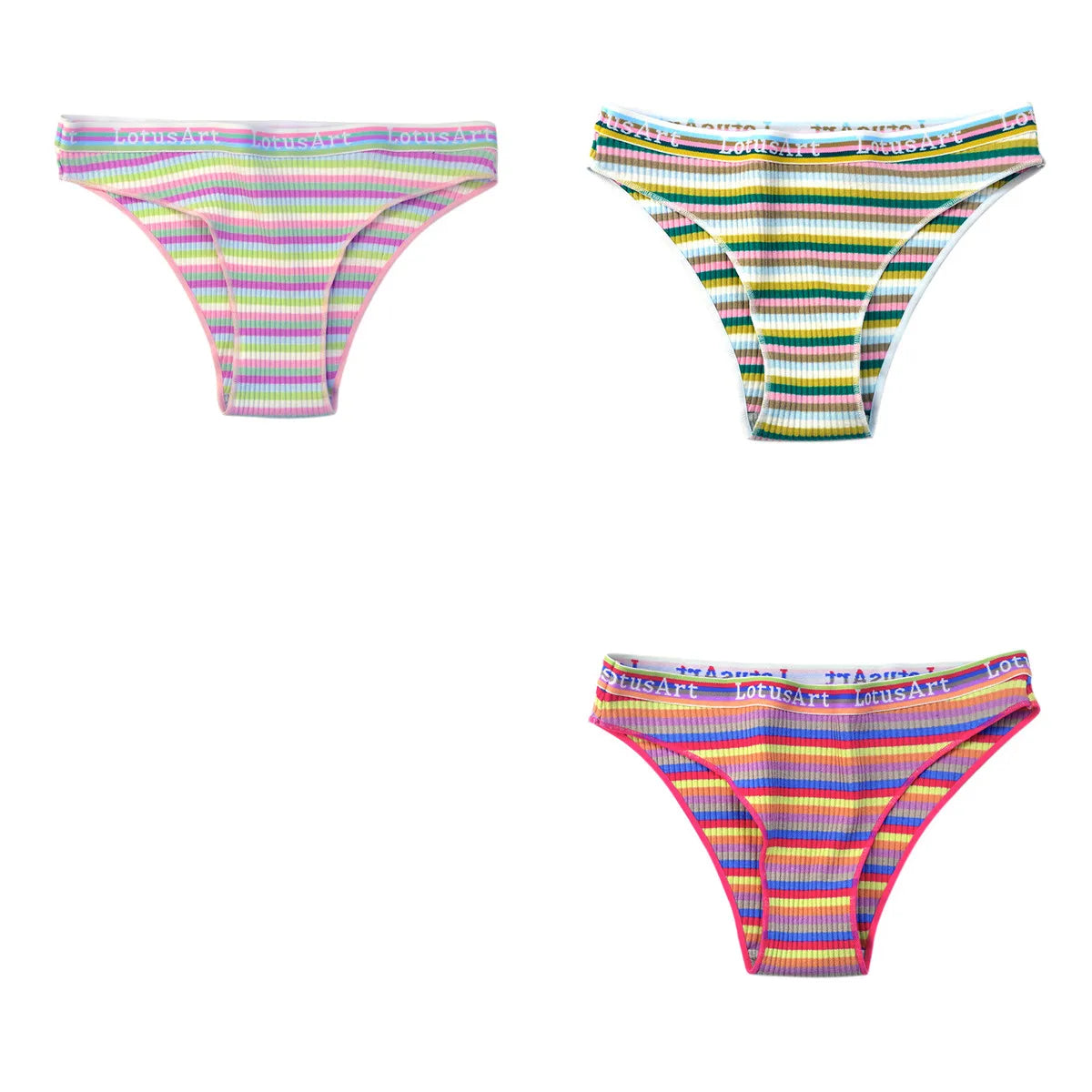 CowLost | product_id-3pcs-women-s-low-waist-striped-cotton-briefs-m-xxl-breathable-panties |22