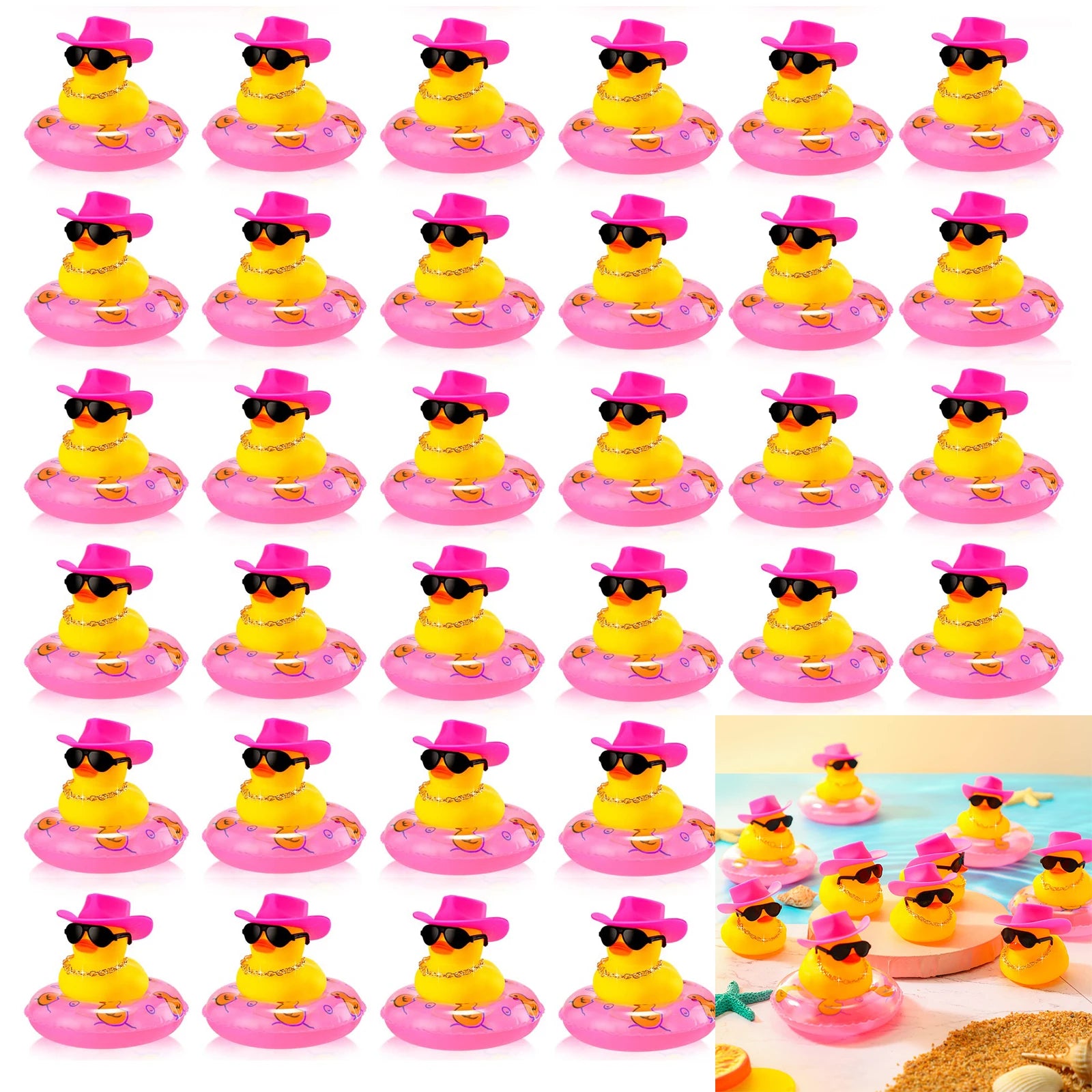 CowLost | product_id-6-12-24-48-summer-rubber-duck-car-dashboard-decorations-with-mini-hat-and-swim-ring |7