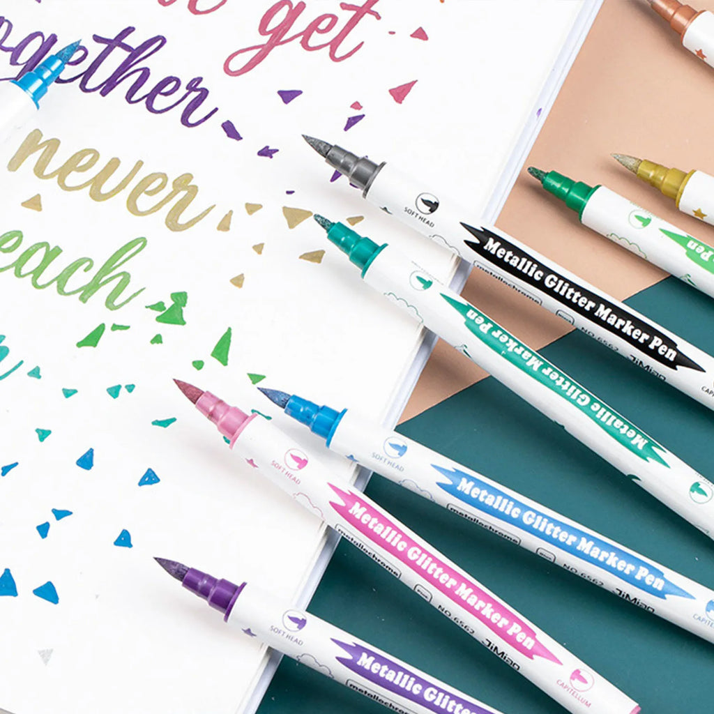 CowLost | product_id-10pcs-dual-tip-metallic-paint-markers-with-brush-fine-nibs-for-art-scrapbooking |5