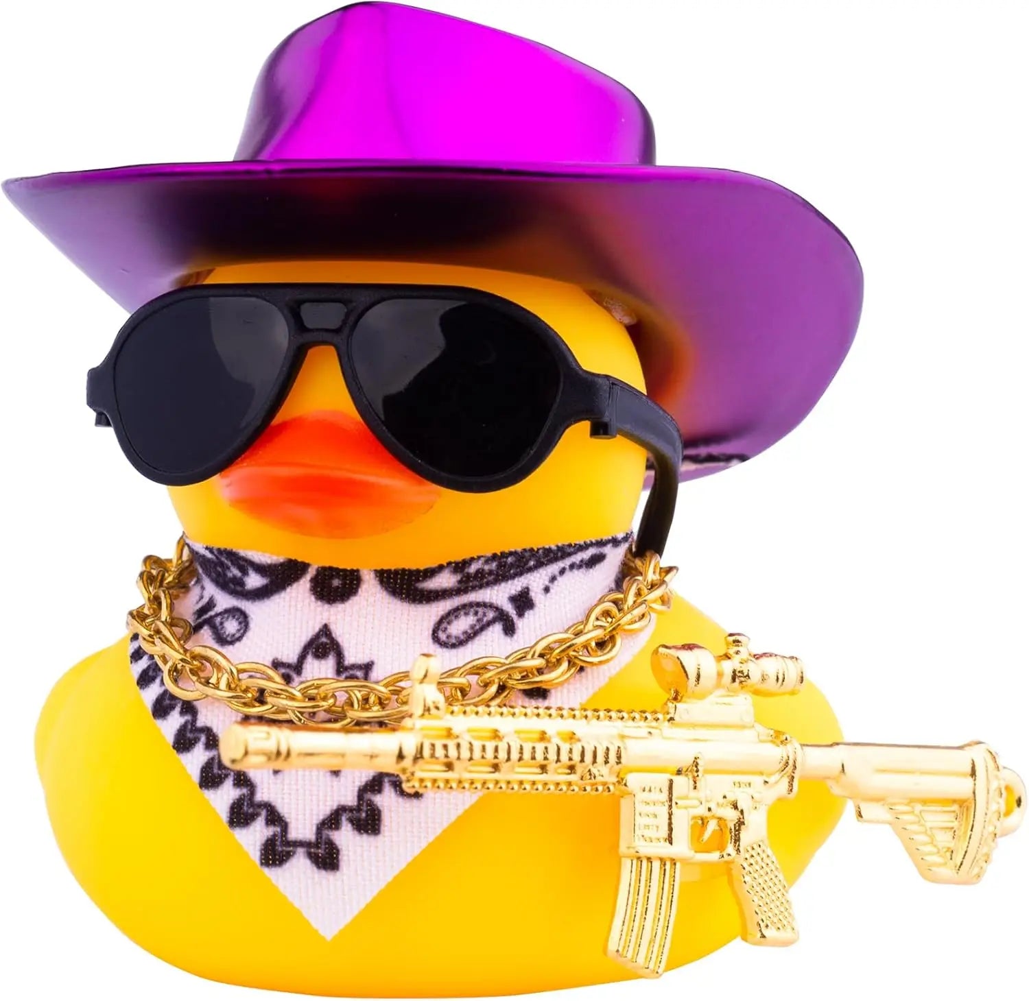 CowLost | product_id-cowboy-duck-with-guns-car-dashboard-decoration-rubber-duck-ornament-with-mini-swim-ring-sun-hat-and-sunglasses |11