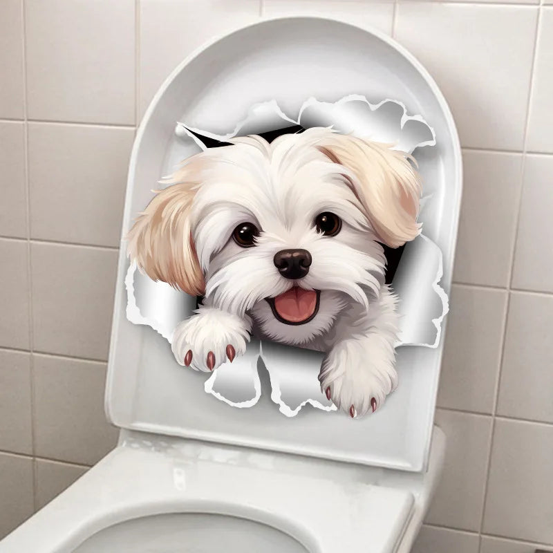 CowLost | 1pc-creative-3d-cracked-animal-dog-toilet-sticker |9