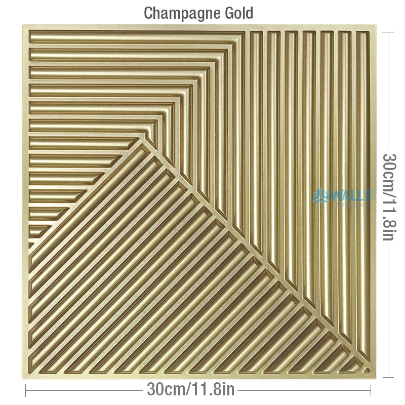 1 Pcs Super 3D Art Champagne Gold Wood grainWall Panel