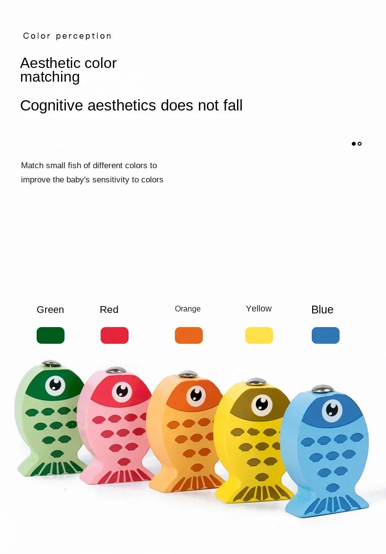 Kids Wooden Fishing Game Educational Alphabet Numeric Cognitive Toy with Magnet