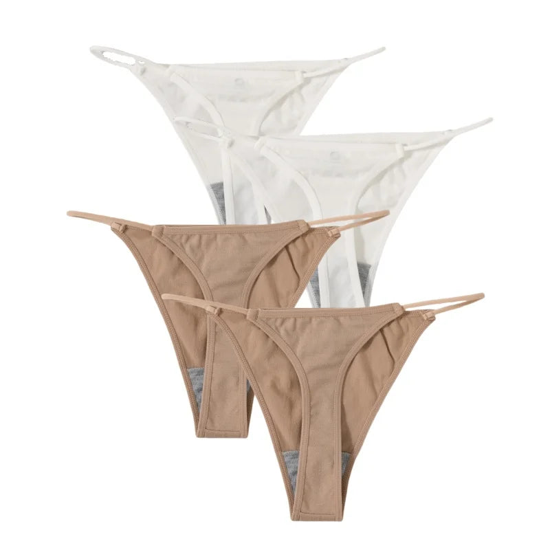 CowLost | product_id-4pcs-women-seamless-low-rise-solid-color-g-string-bikini-panties-t-back |24