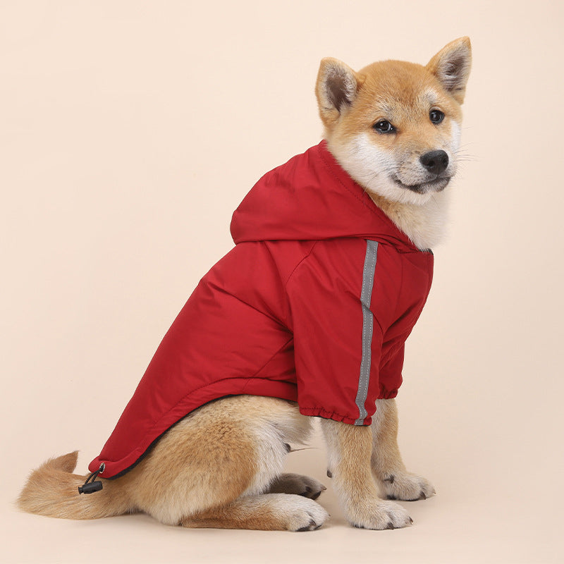 CowLost | activewear-pants-waterproof-warm-autumn-winter-pet-coat-with-hood-and-reflective-print |8