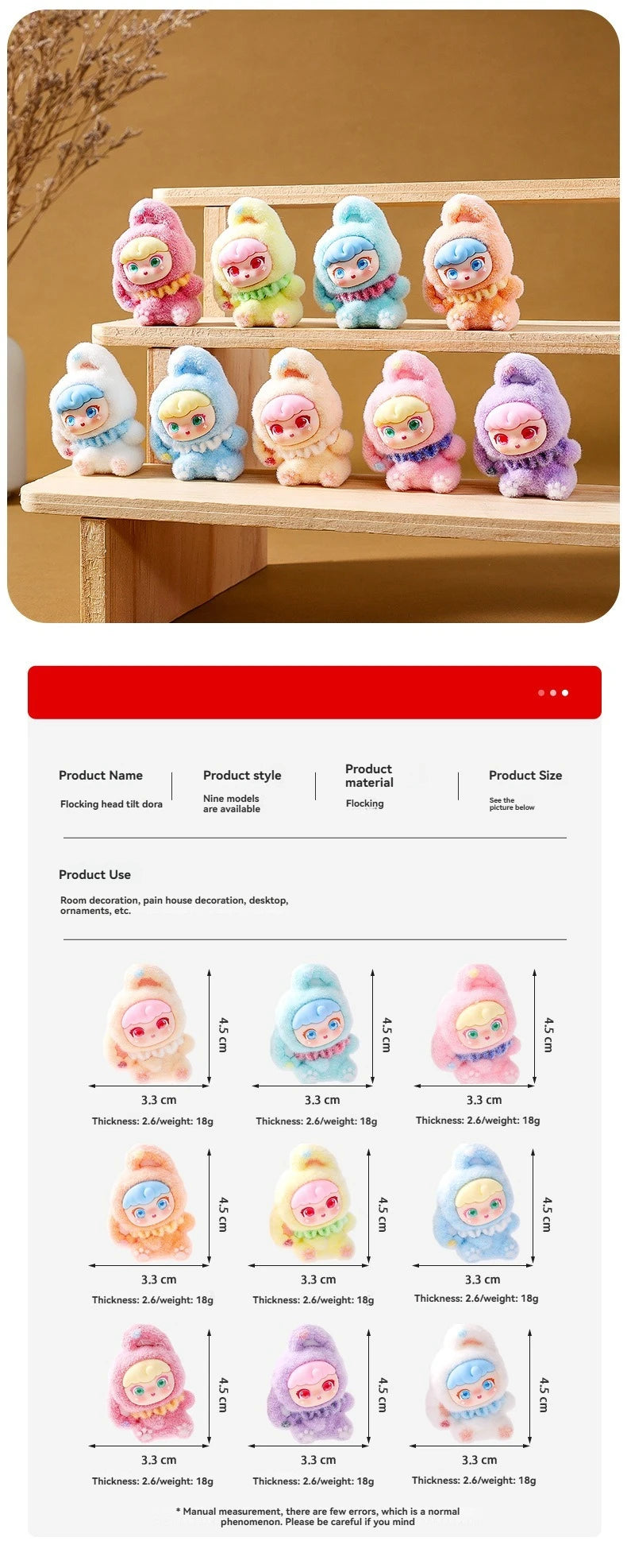 CowLost | product_id-plush-diy-tilted-head-dora-toy-keychain-desktop-ornament-blind-box-christmas-gift |10