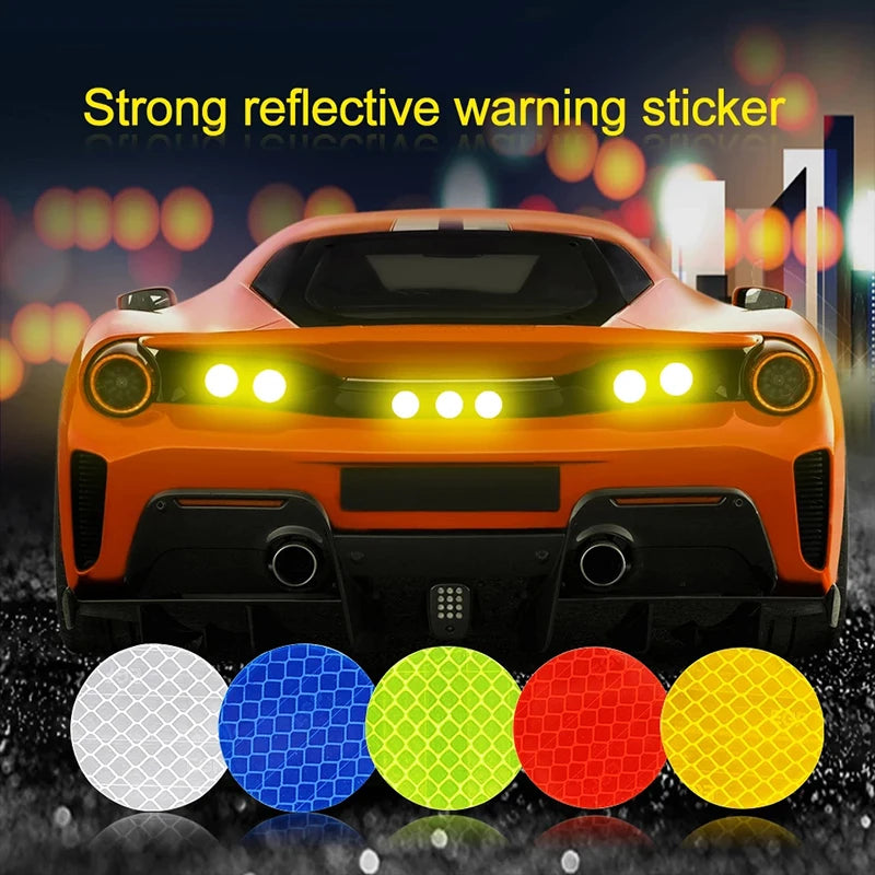 CowLost | 10pcs-set-car-bumper-reflective-safety-strip-stickers-car-circular-reflective-sticker-reflective-warning-safety-tape |2