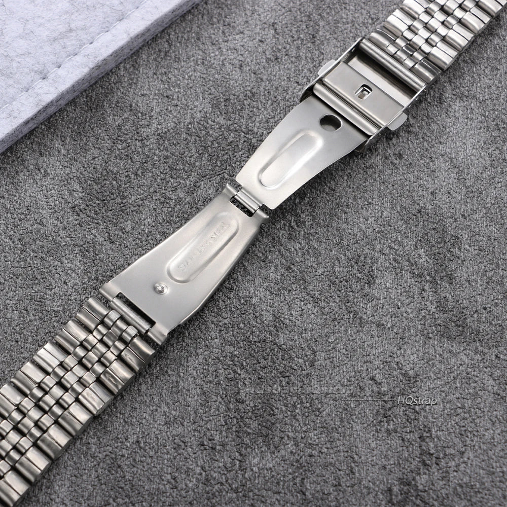 Universal Stainless Steel Jubilee Strap 18mm-22mm Folding Buckle Watchband for Seiko Unisex