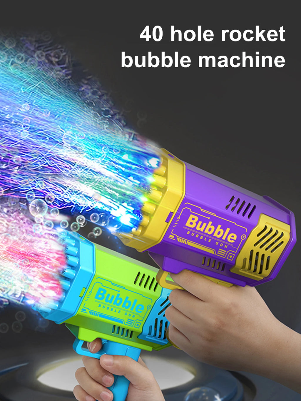 CowLost | product_id-childrens-40-hole-portable-automatic-bubble-gun-toy-with-light-no-battery-needed |8