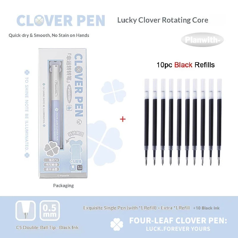 CowLost | product_id-planwith-lucky-clover-0-5mm-carbon-black-gel-pen-no-smudge-smooth-writing-rotary-twist |23