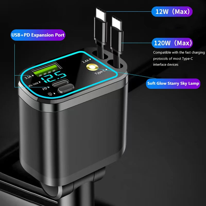 CowLost | product_id-one-to-five-vehicle-mobile-phone-charger-with-super-fast-charging-and-ambient-starry-light |6
