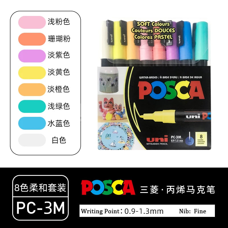 CowLost | product_id-uni-posca-paint-marker-pens-set-pc-1m-pc-3m-pc-5m-pc-8k-pc-17k-16-colors-art-markers-for-graffiti-drawing |50