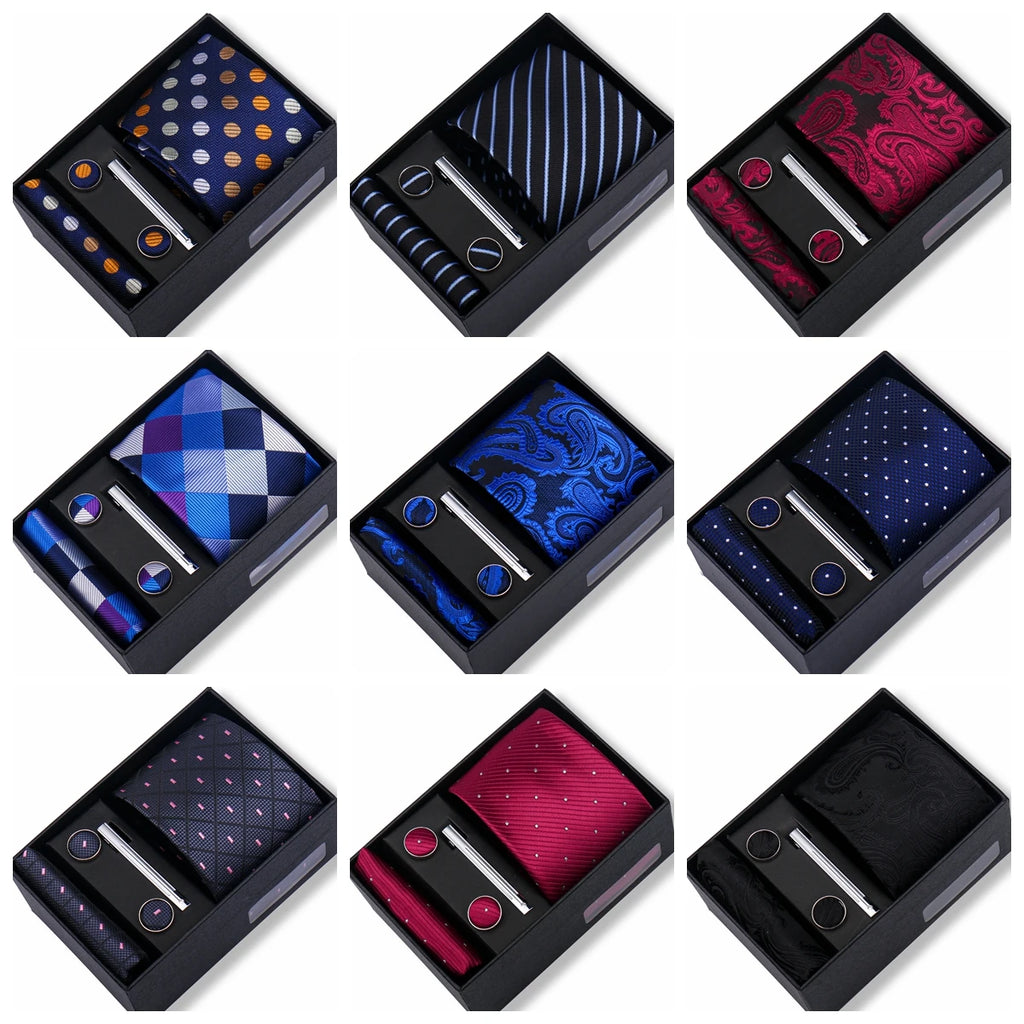 CowLost | tie-men-with-box-top-quality-business-ties-hanky-cufflink-set |1