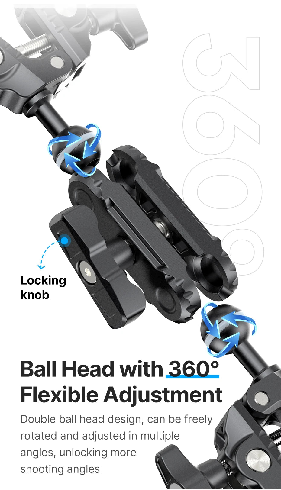 CowLost | ulanzi-co17-pea-pods-dule-head-super-clamp-for-go-pro-11-10-9-8-7-6-insta360-super-clamp-magic-arm-travel |11