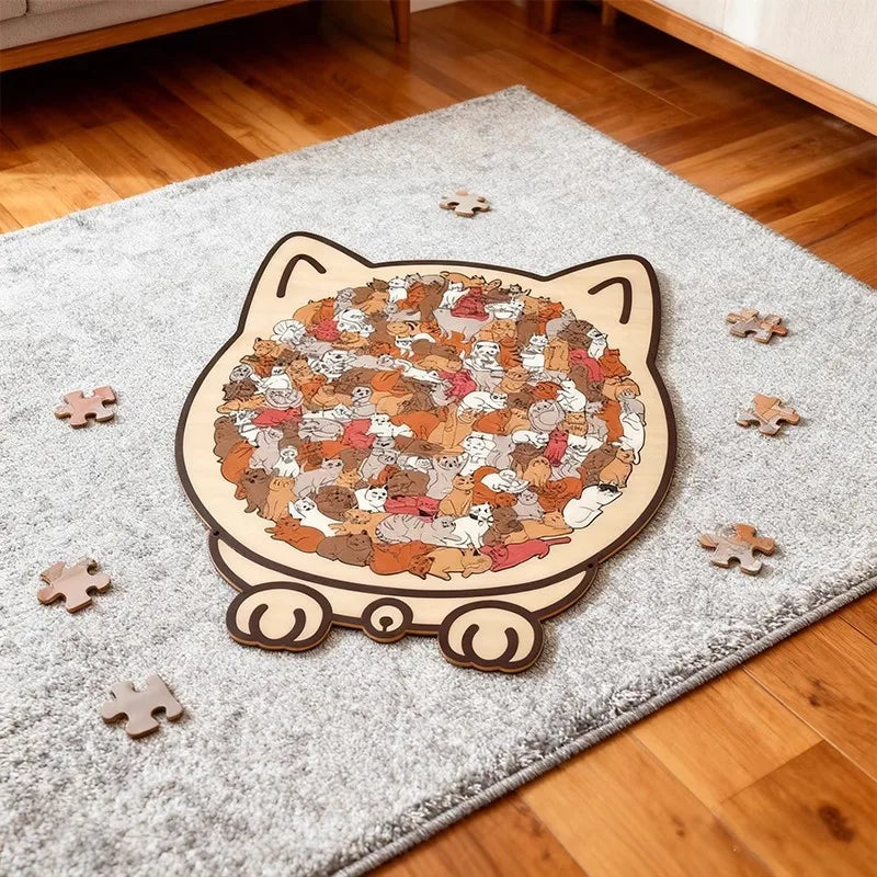 CowLost | product_id-colored-cat-wooden-jigsaw-puzzle-unique-animal-shape-creative-gift |10