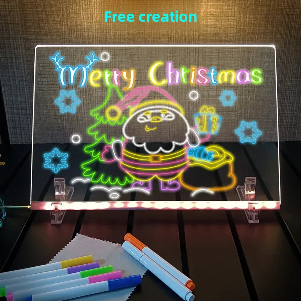 DIY LED Acrylic Drawing Board with Color Pens and Night Light