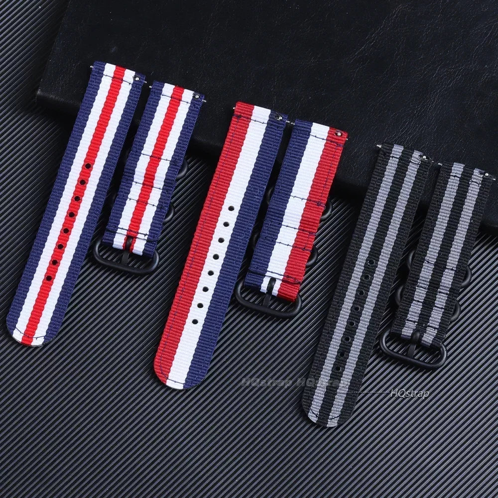 Woven Nylon Sport Watch Strap 18mm-24mm for Seiko, Amazfit, Samsung Galaxy 4/5/6