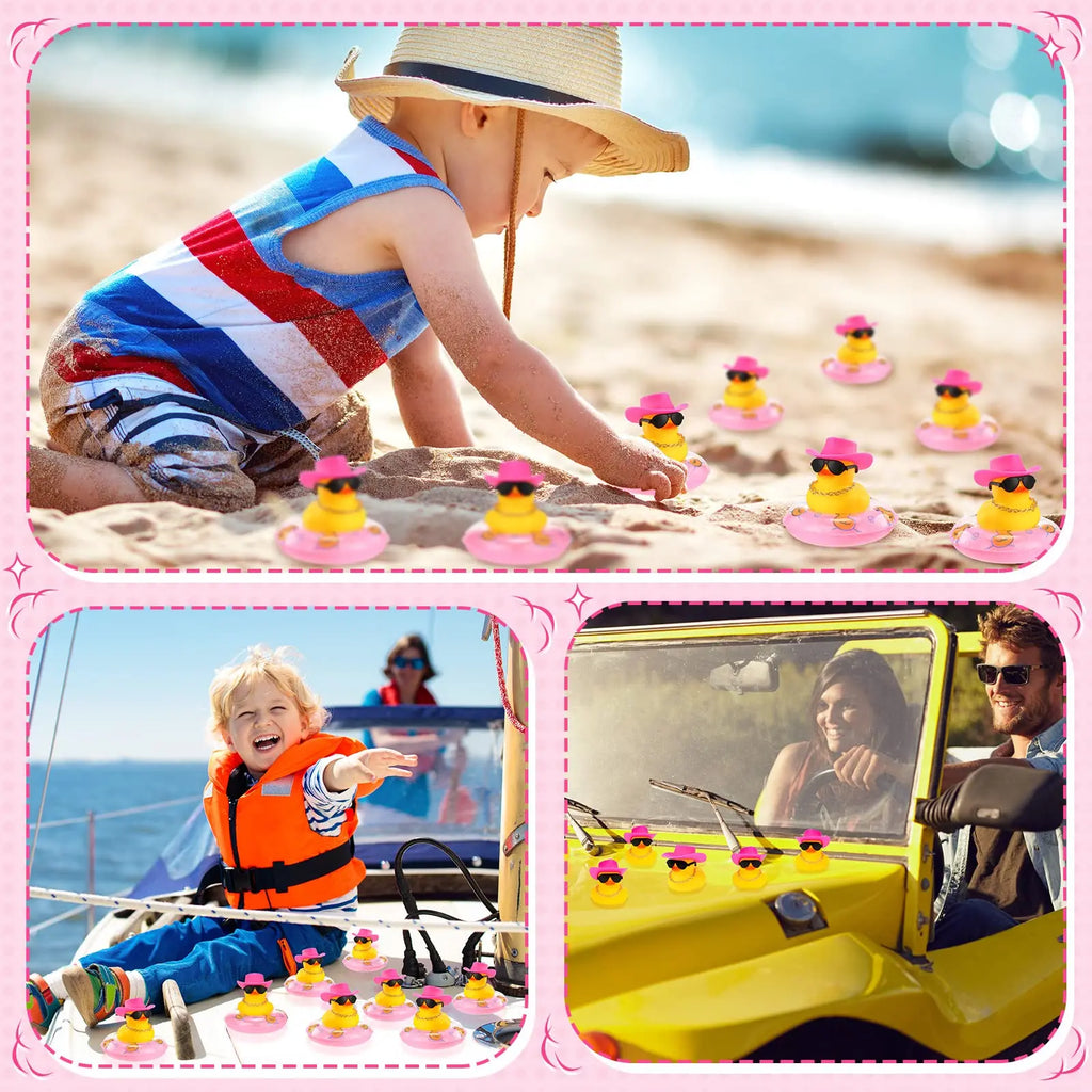 CowLost | product_id-24-pack-summer-rubber-duck-car-dashboard-decorations-with-mini-hat-and-swim-ring |4