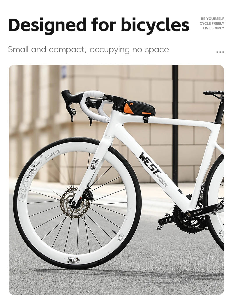 CowLost | west-biking-mini-bike-bag-0-6l-portable-bicycle-top-tube-bag-pu-waterproof-lightweight-triangle-bag-mtb-road-bike-accessories |10