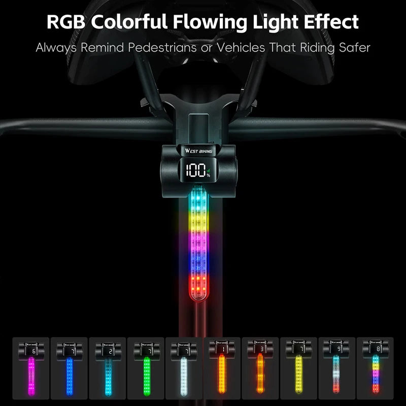 CowLost | west-biking-bicycle-taillight-power-display-intelligent-sensing-navigation-bike-rear-light-type-c-charging-led-mtb-bike-light |4