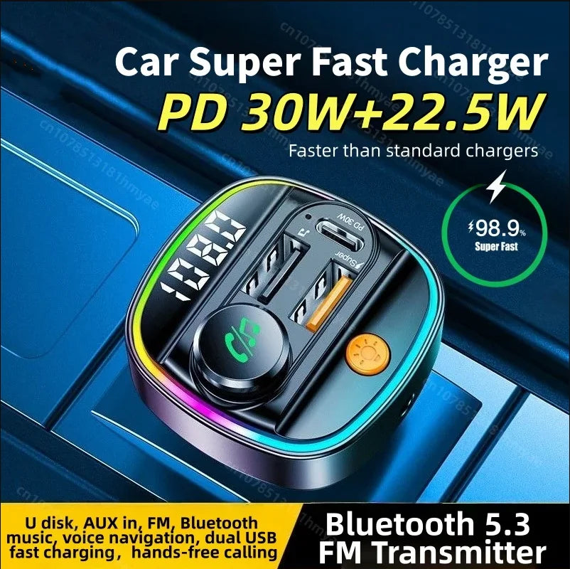CowLost | product_id-pd30w-fast-charger-bluetooth-5-3-fm-transmitter-handsfree-car-aux-mp3-player-with-adapter |1