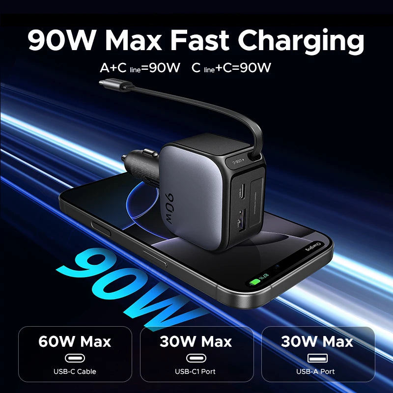 CowLost | ugreen-usb-type-c-car-charger-pd145w-90w-60w-retractable-cable |5