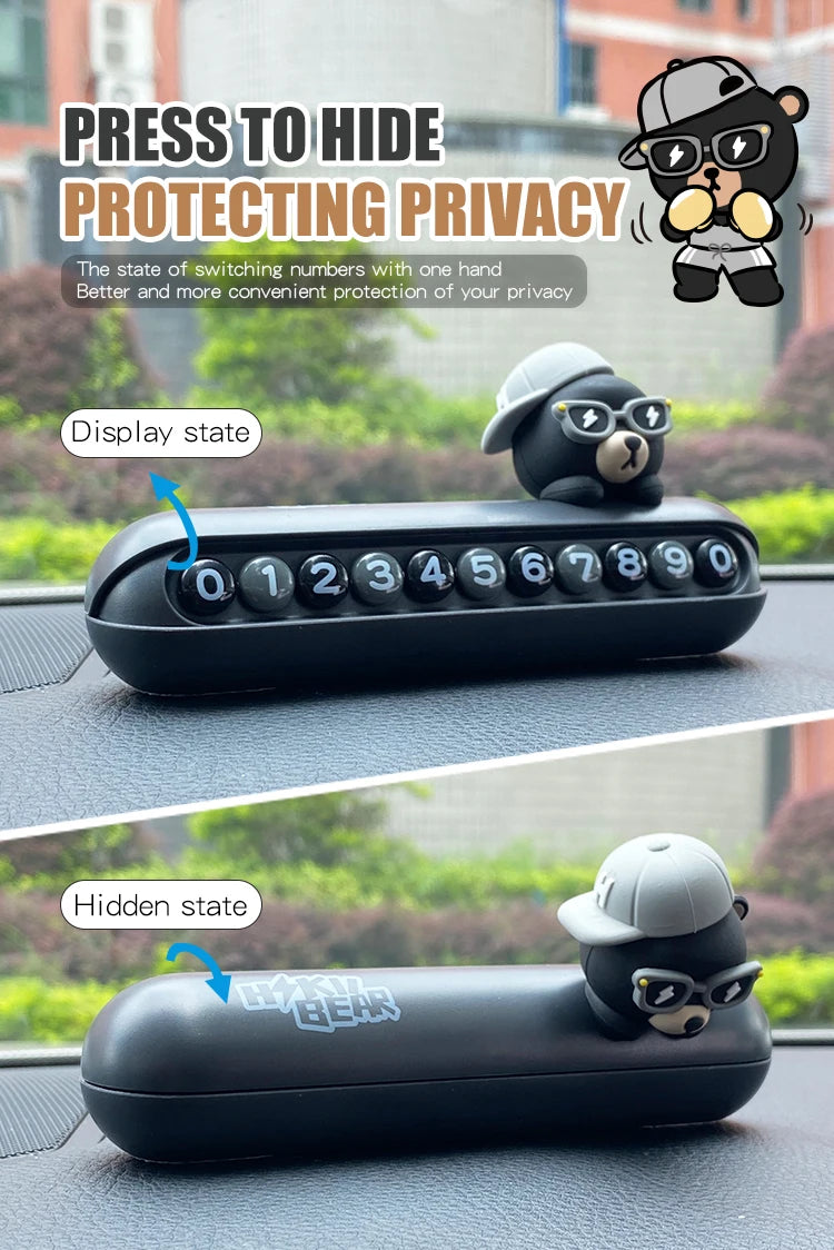 CowLost | product_id-cool-bear-car-dashboard-temporary-parking-phone-number-display-plate-accessory |8