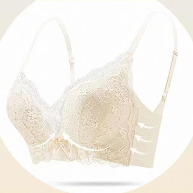 CowLost | underwear-for-women-in-summer-thin-large-breasts-small-breasts-gathered-summer-thin-breathable-wire-free-sexy-lace-bra |3
