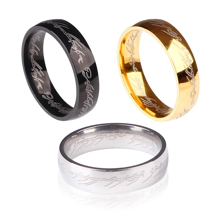 2025 Retro Titanium Steel 6mm/8mm Laser Engraved Ring Unisex Valentine Gift Size 6-13